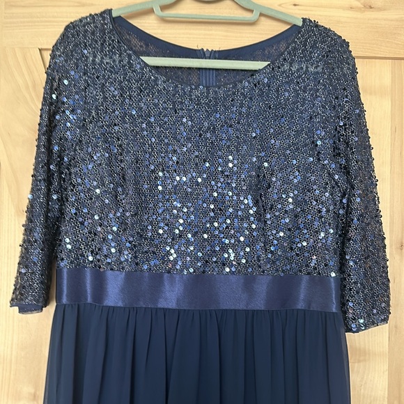 Navy Formal Gown Sequins Plus Size - Picture 2 of 4